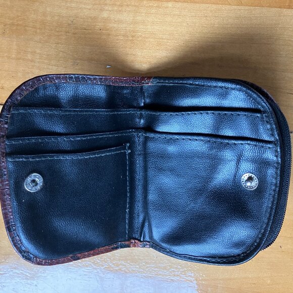 Vintage Native Mexico Genuine Hand tooled Leather Wallet Zippered Coin Purse - Picture 3 of 8